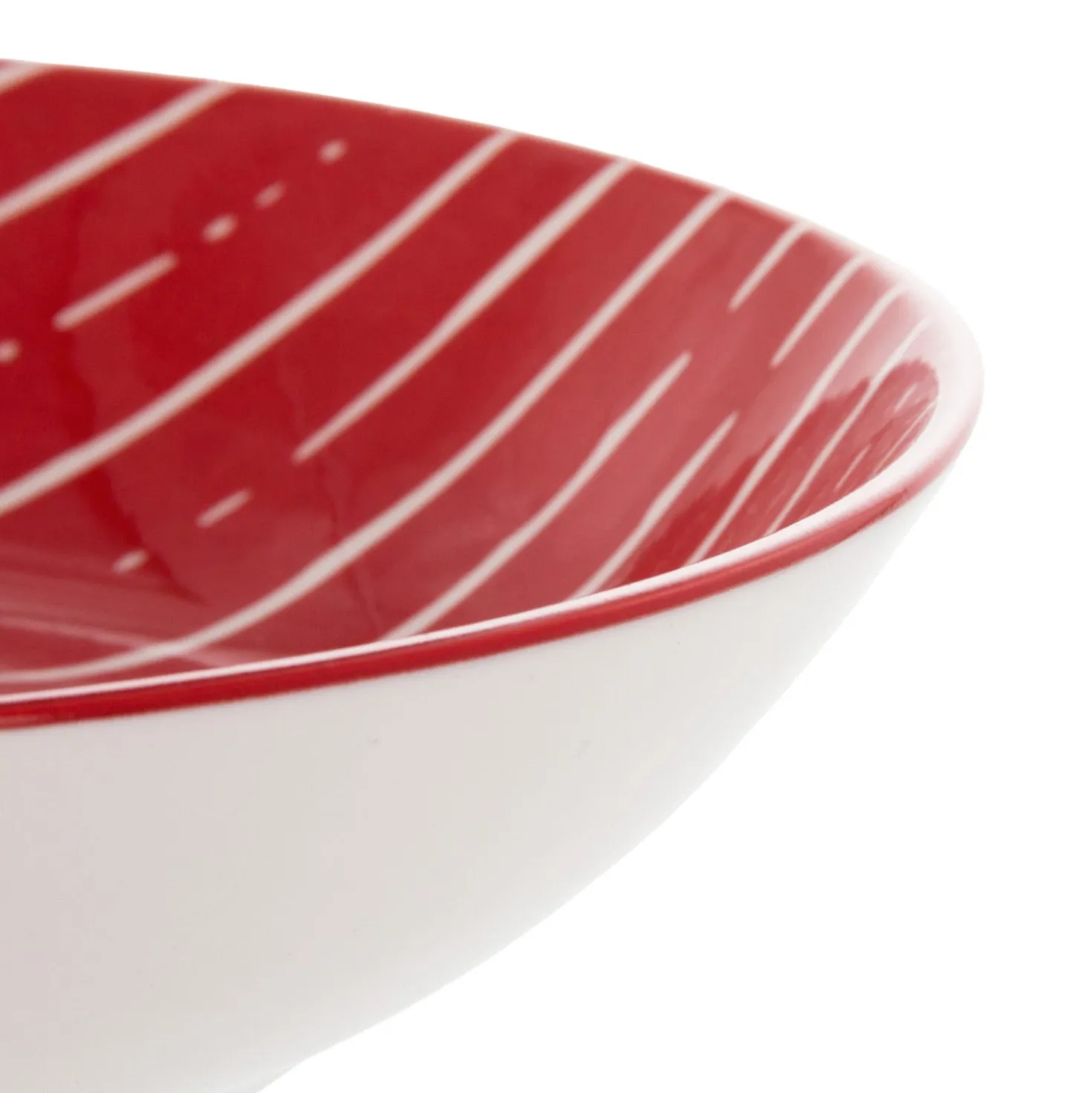 Piatto fondo rosso righe bianche porcellana Mix e Match