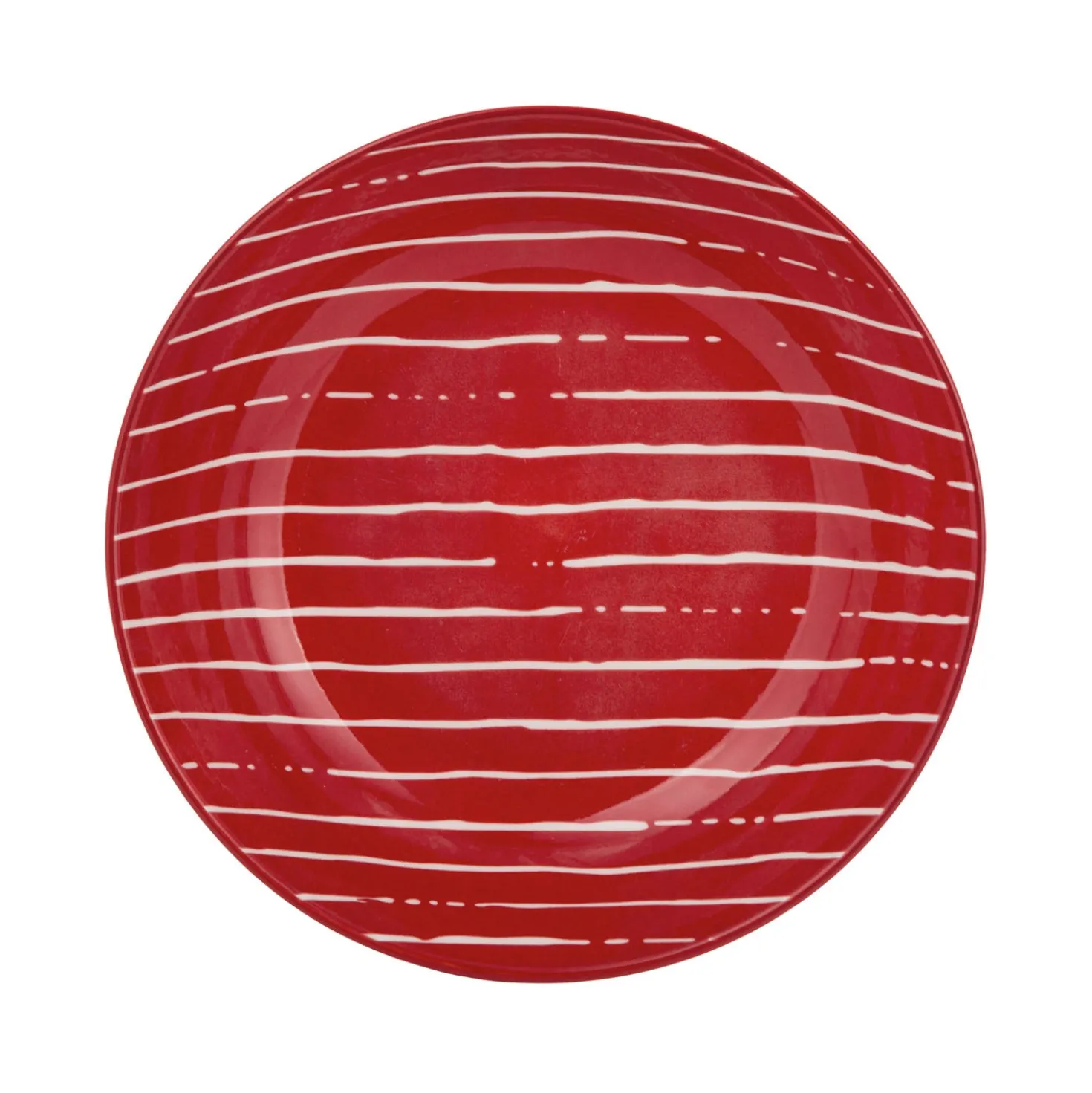 Piatto fondo rosso righe bianche porcellana Mix e Match