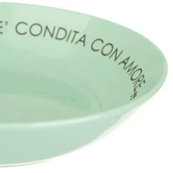 Piatto fondo salvia con scritta 20 cm in stoneware