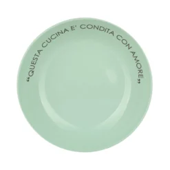 Piatto fondo salvia con scritta 20 cm in stoneware