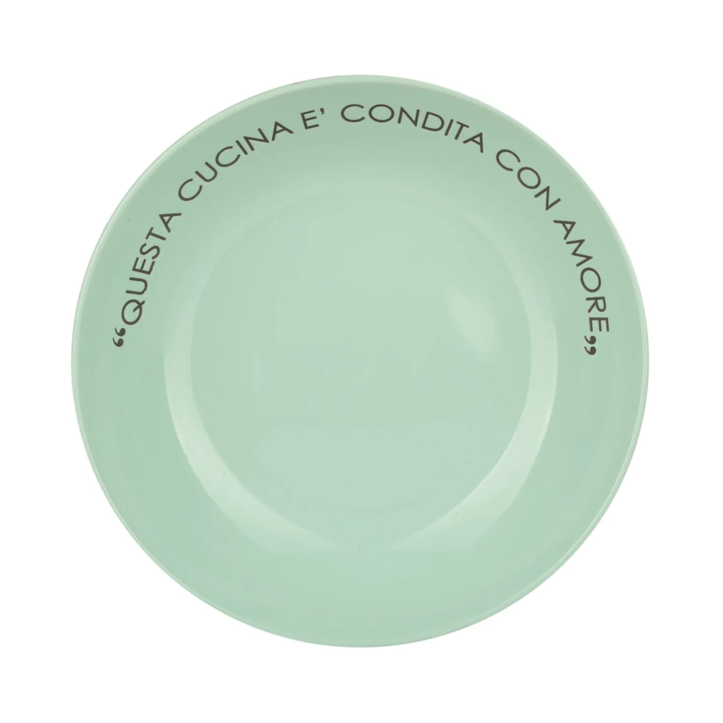 Piatto fondo salvia con scritta 20 cm in stoneware