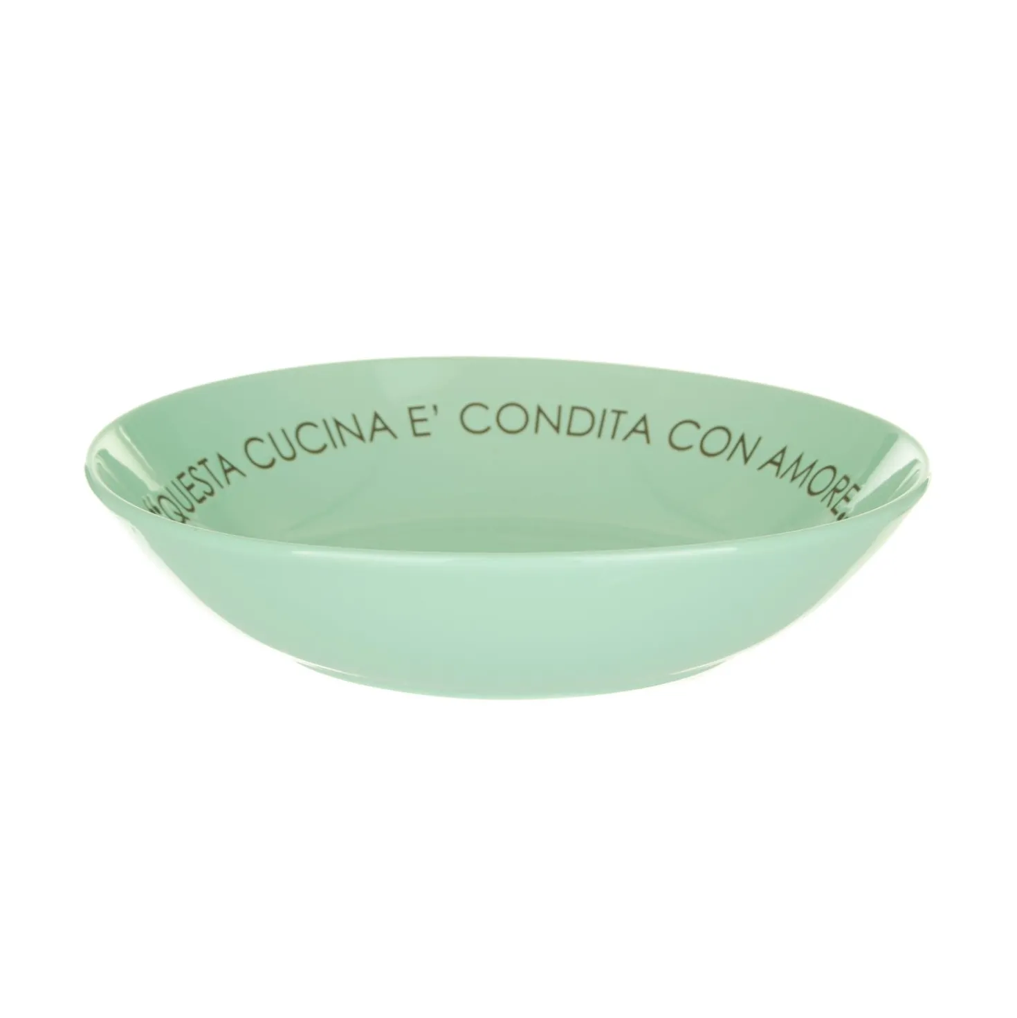 Piatto fondo salvia con scritta 20 cm in stoneware