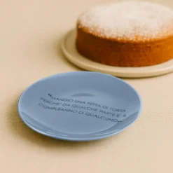 Piatto frutta blu 19 cm stoneware scritta Quotes