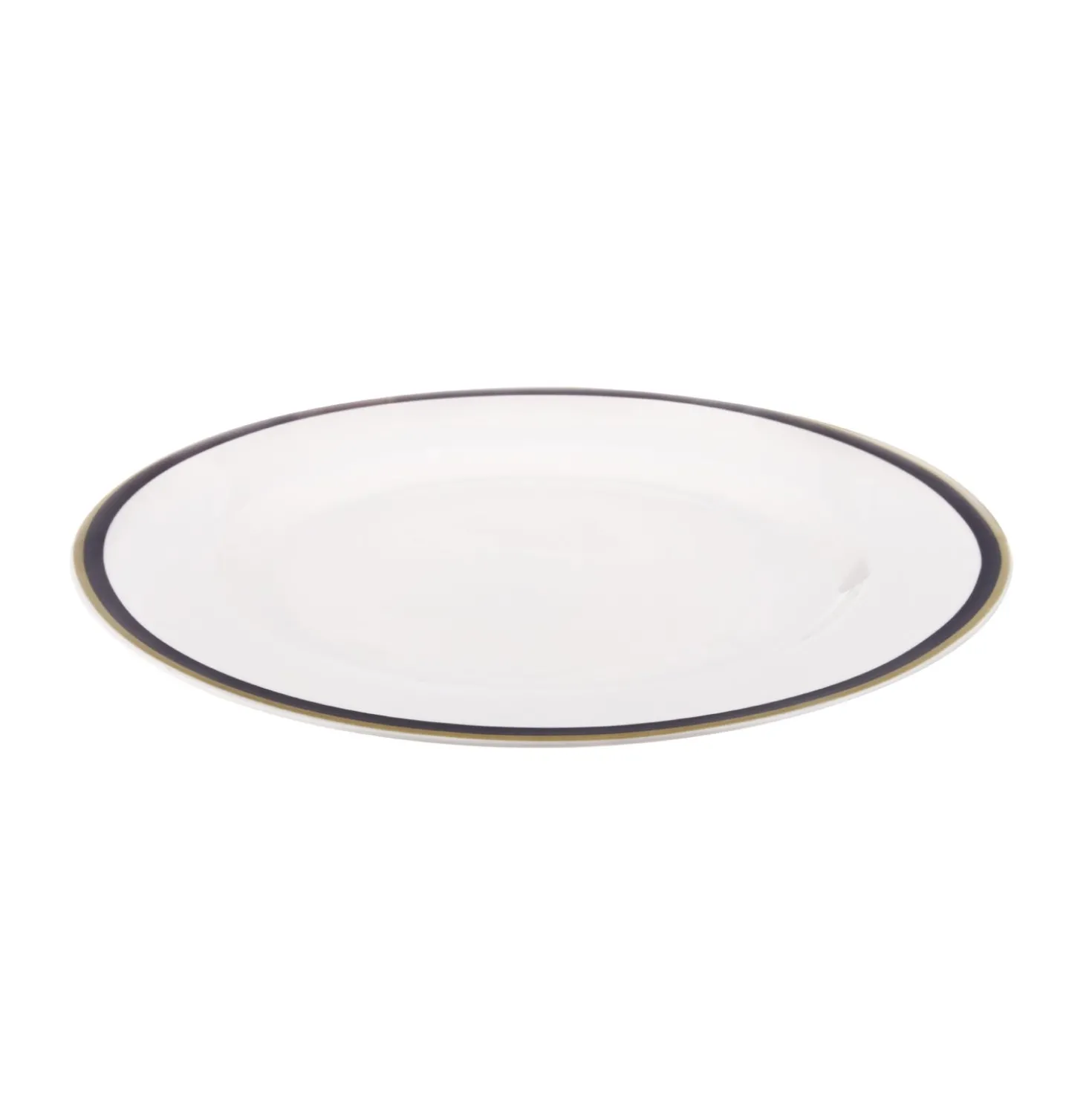 Piatto frutta con filo blu e oro in new bone china, da 20 cm