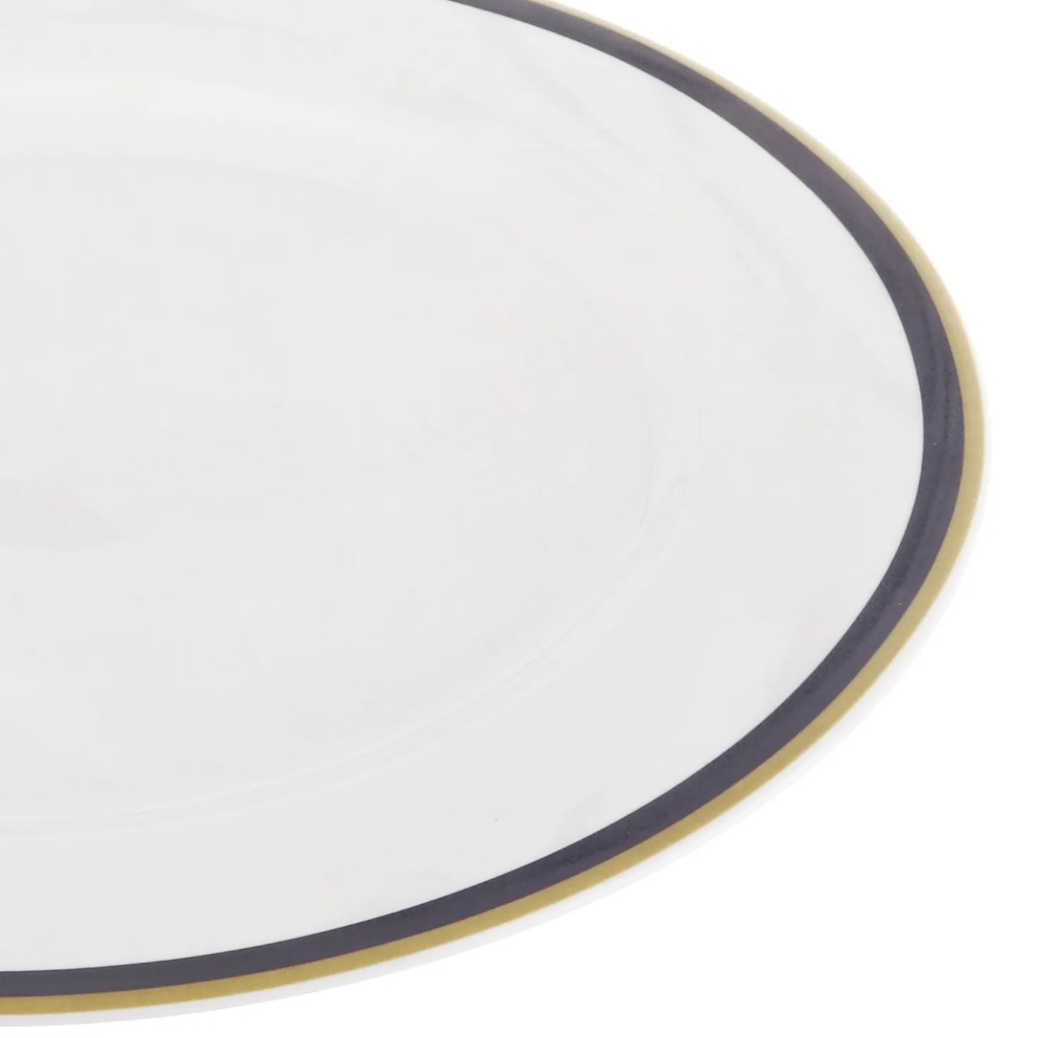 Piatto frutta con filo blu e oro in new bone china, da 20 cm