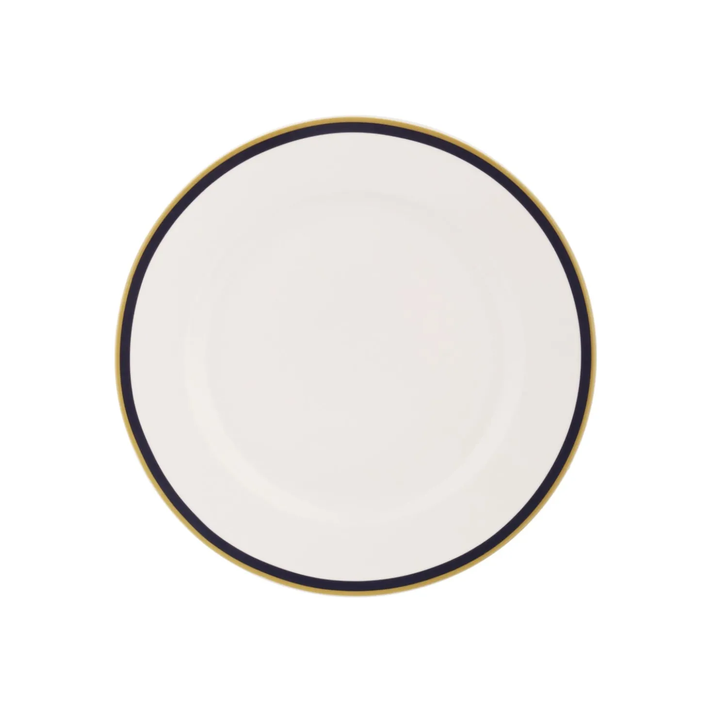 Piatto frutta con filo blu e oro in new bone china, da 20 cm