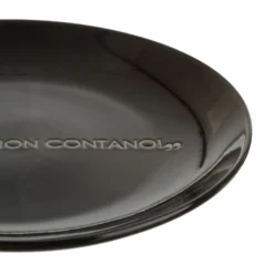 Piatto frutta nero con scritta 19,5 cm in stoneware