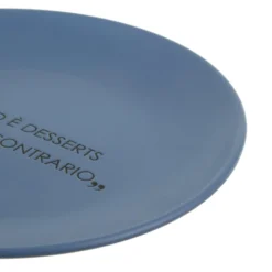 Piatto frutta ottanio 19 cm stoneware scritta Quotes