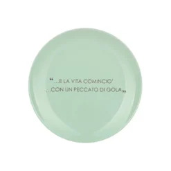 Piatto frutta salvia con scritta 19,5 cm in stoneware