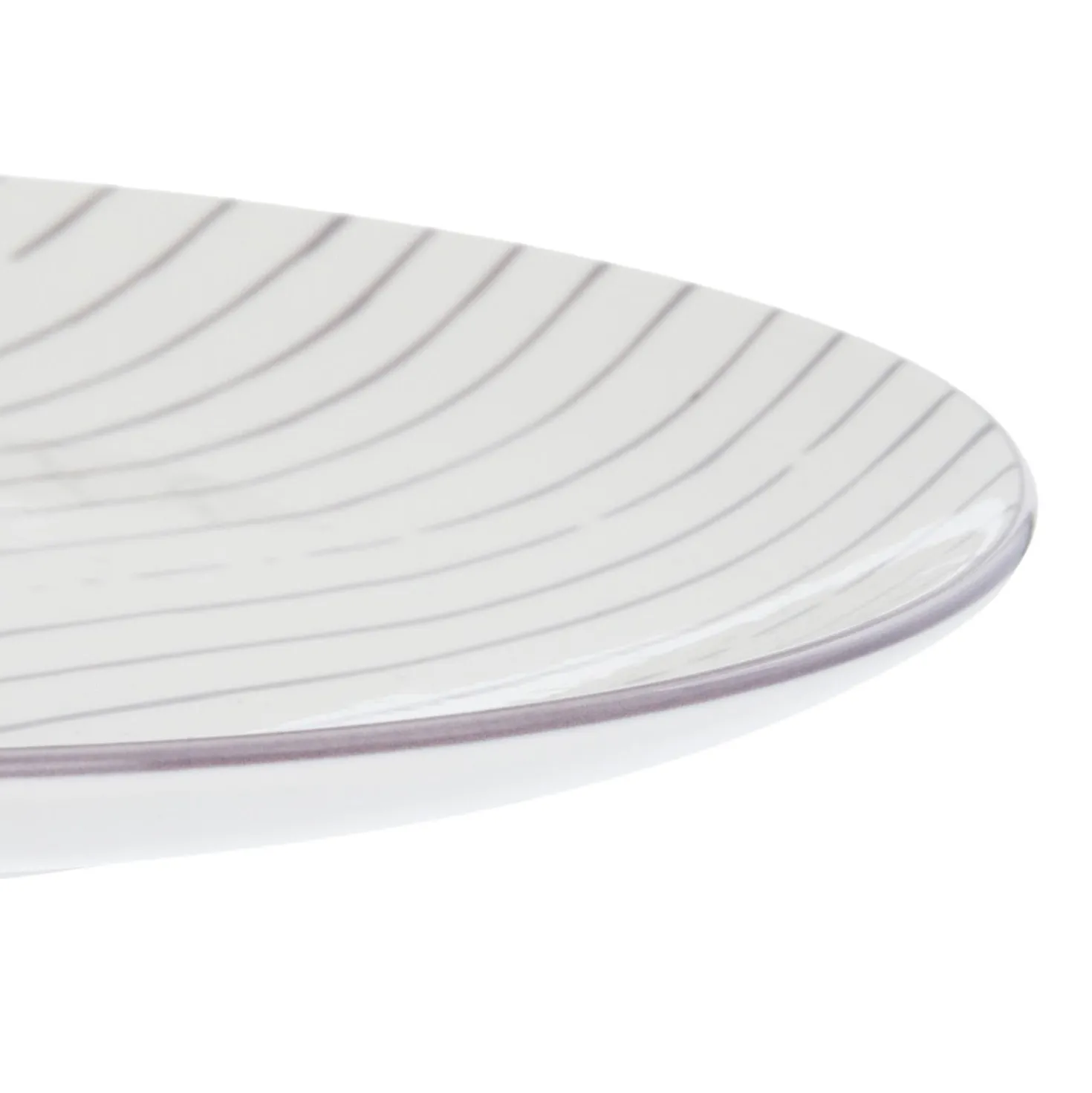 Piatto piano bianco righe grigie porcellana Mix e Match
