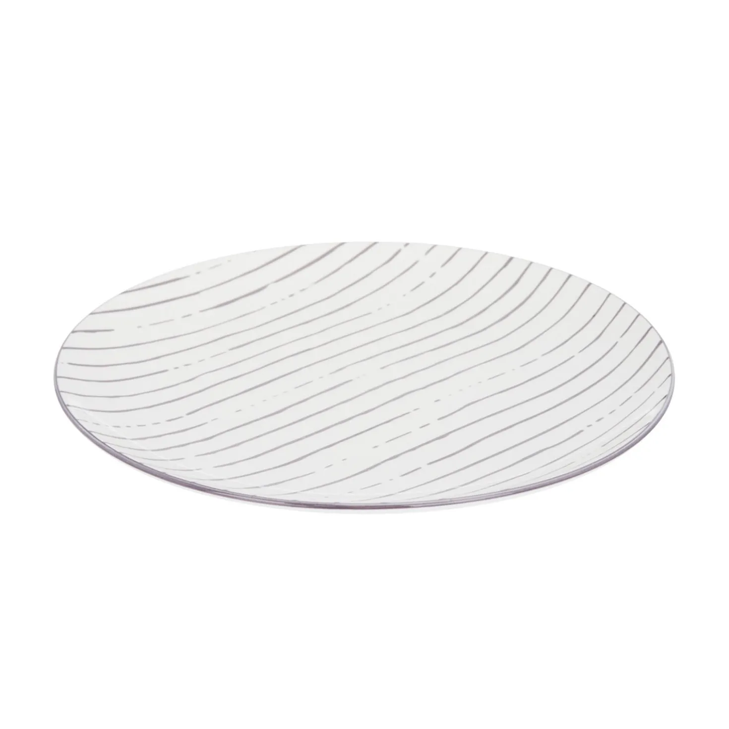 Piatto piano bianco righe grigie porcellana Mix e Match