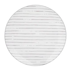 Piatto piano bianco righe grigie porcellana Mix e Match