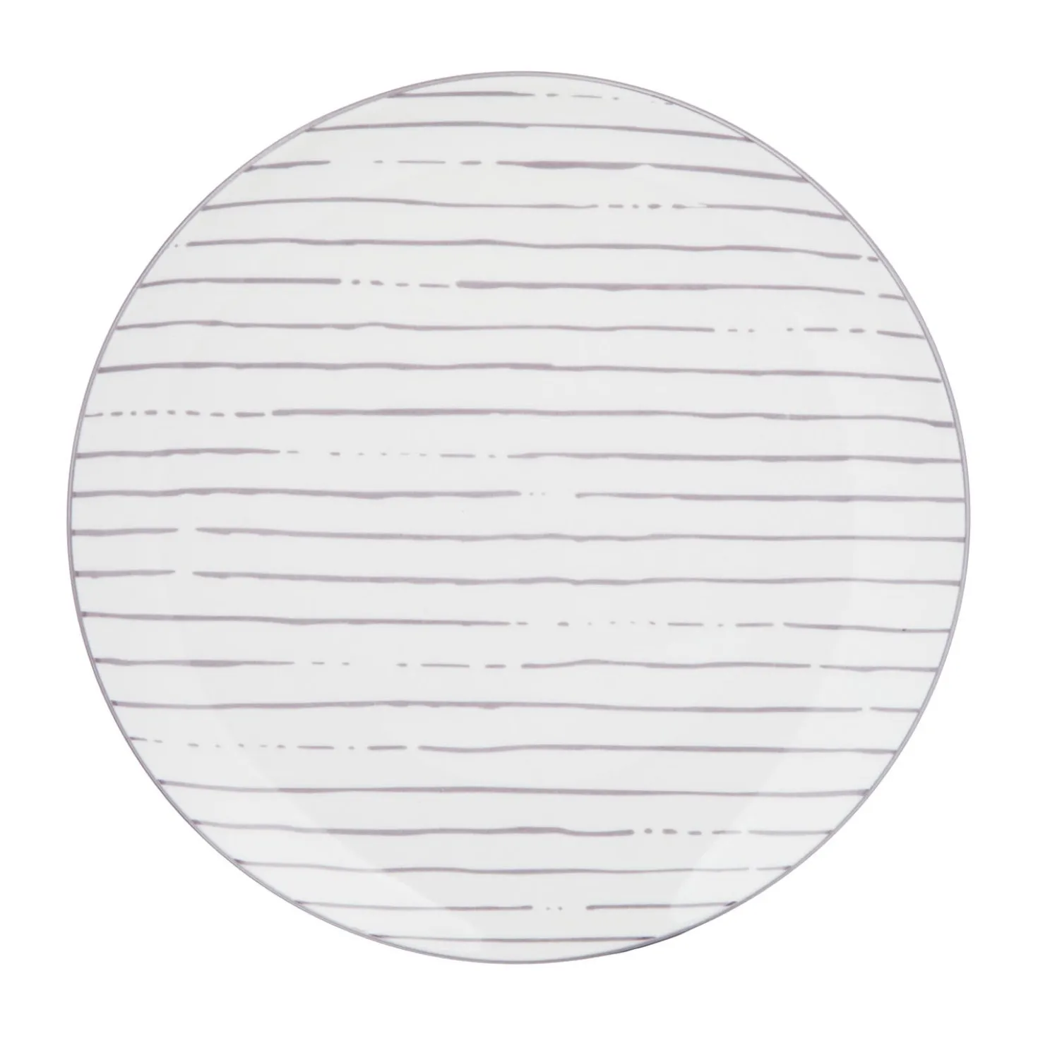 Piatto piano bianco righe grigie porcellana Mix e Match