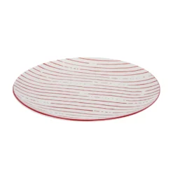 Piatto piano bianco righe rosse porcellana Mix e Match