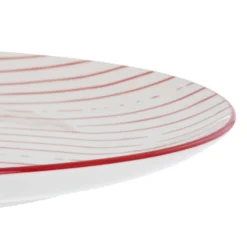 Piatto piano bianco righe rosse porcellana Mix e Match