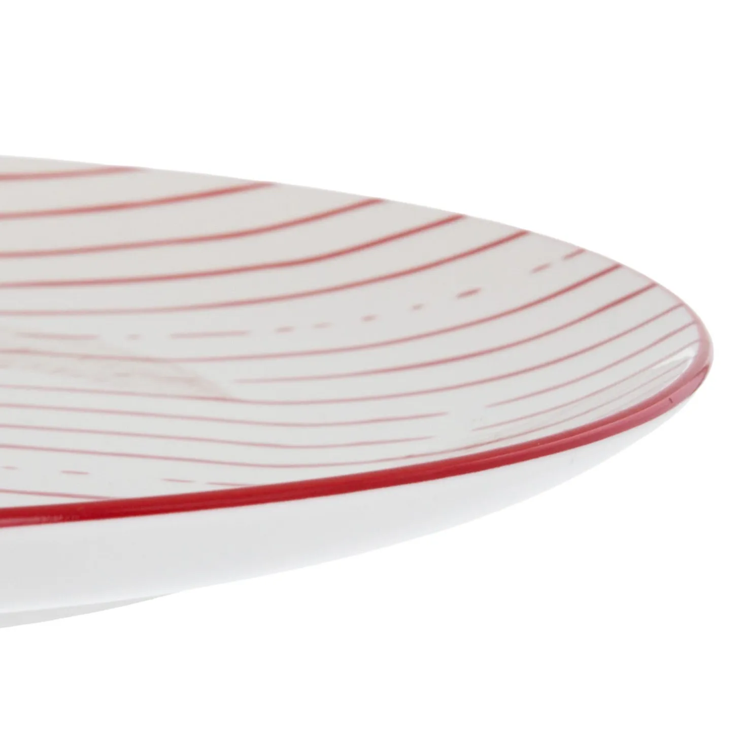 Piatto piano bianco righe rosse porcellana Mix e Match