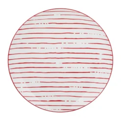 Piatto piano bianco righe rosse porcellana Mix e Match