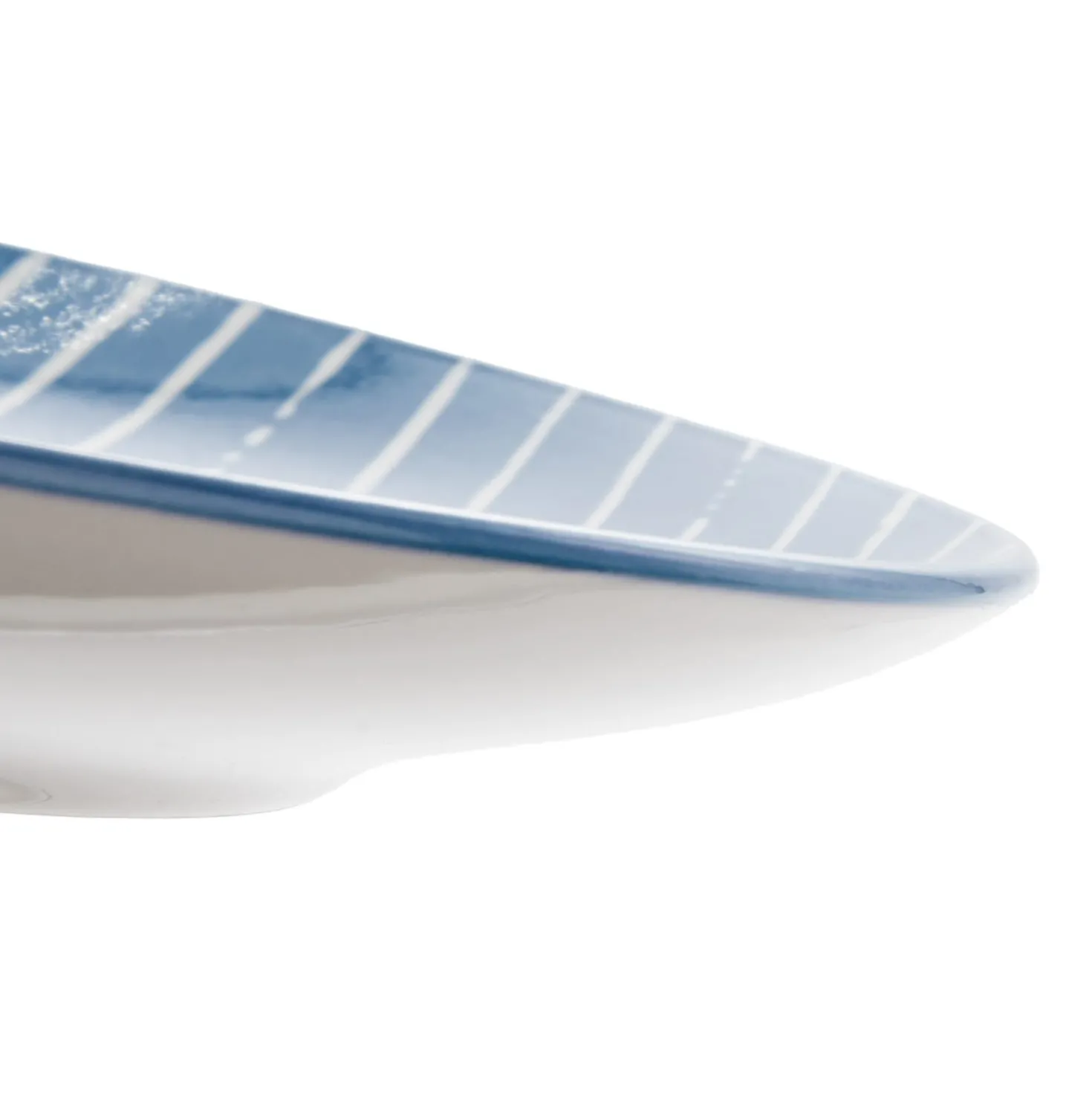 Piatto piano blu righe bianche porcellana Mix e Match