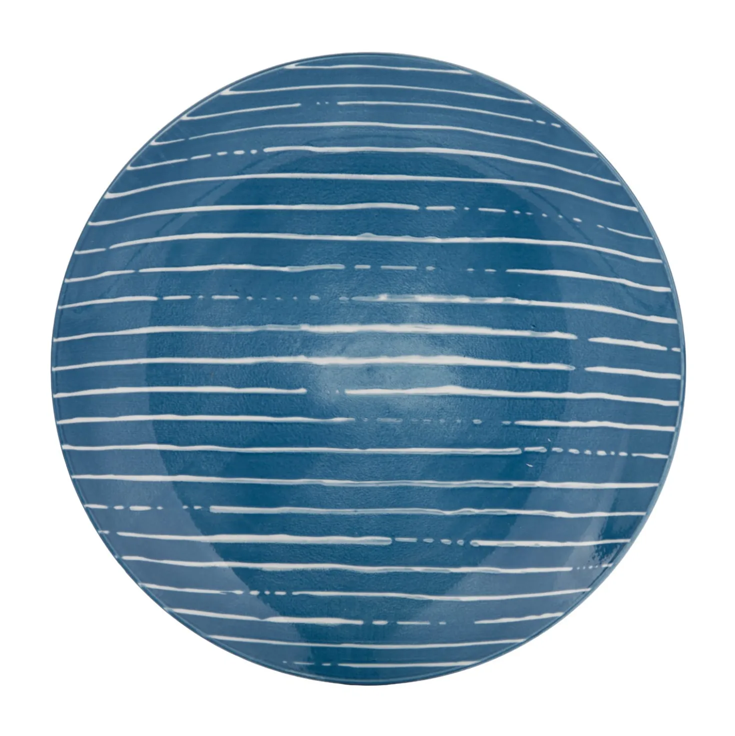 Piatto piano blu righe bianche porcellana Mix e Match