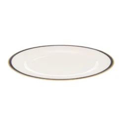 Piatto piano con filo blu e oro in new bone china, da 26 cm