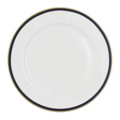 Piatto piano con filo blu e oro in new bone china, da 26 cm