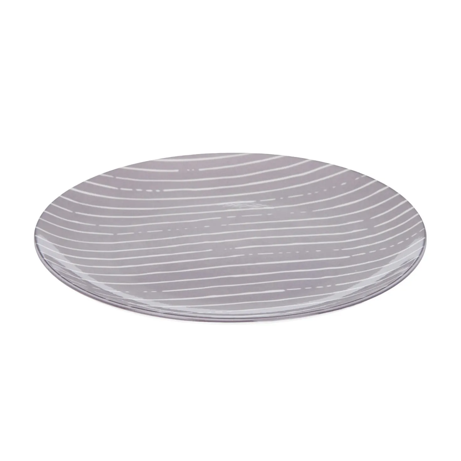 Piatto piano grigio righe bianche porcellana Mix e Match