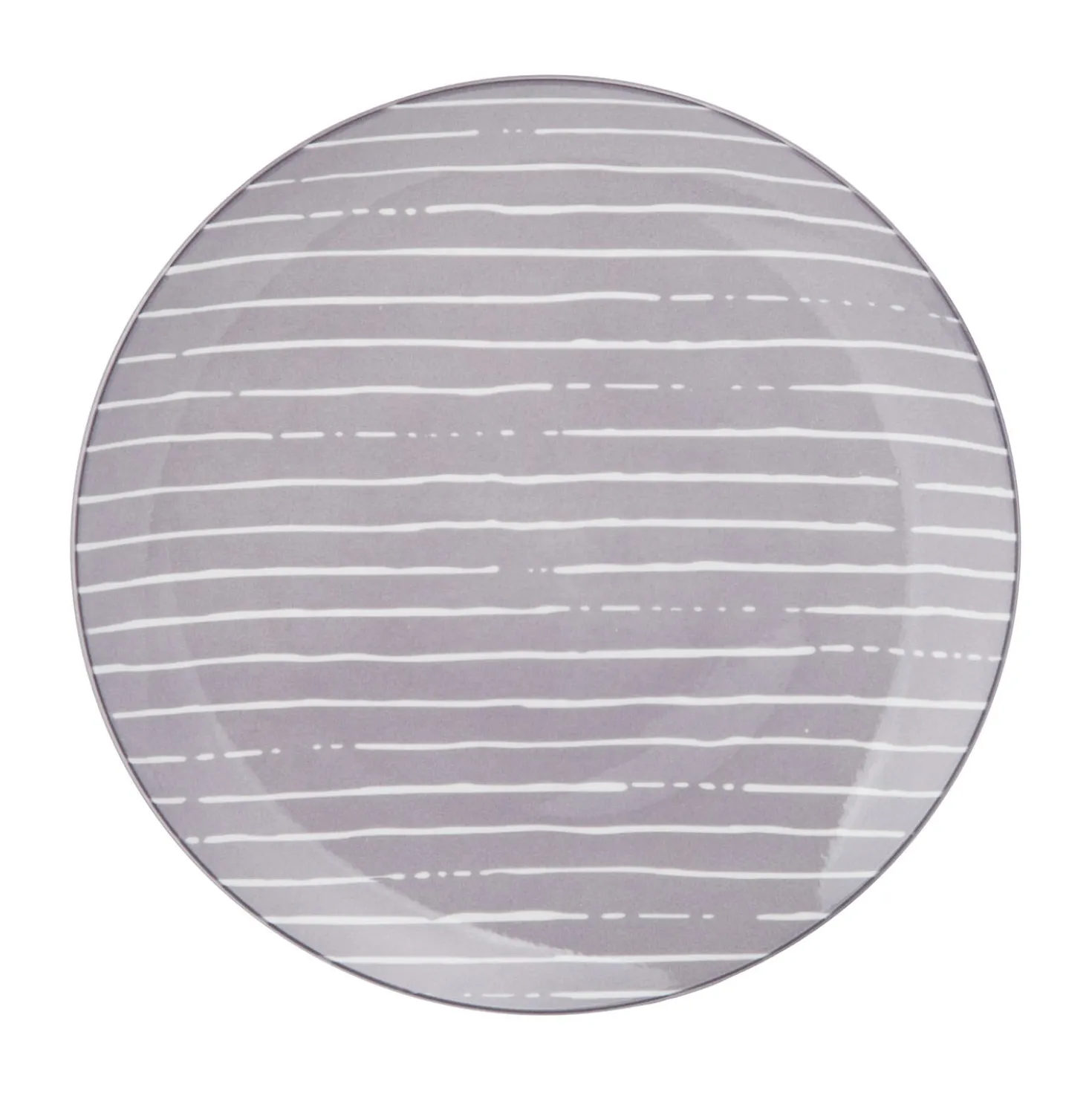 Piatto piano grigio righe bianche porcellana Mix e Match