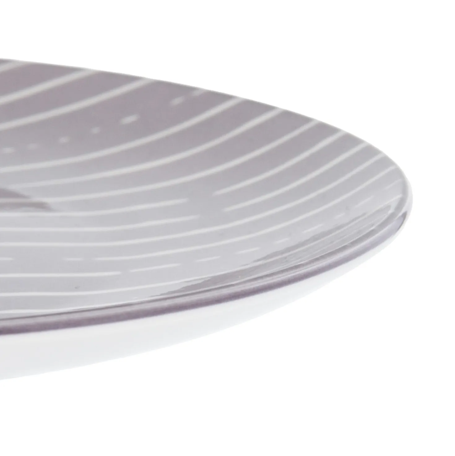 Piatto piano grigio righe bianche porcellana Mix e Match