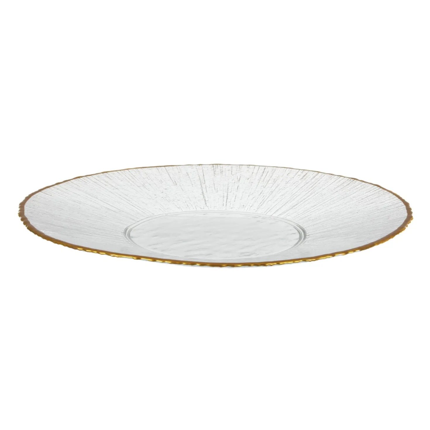 Piatto piano in vetro bordo oro 28 cm