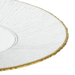 Piatto piano in vetro bordo oro 28 cm