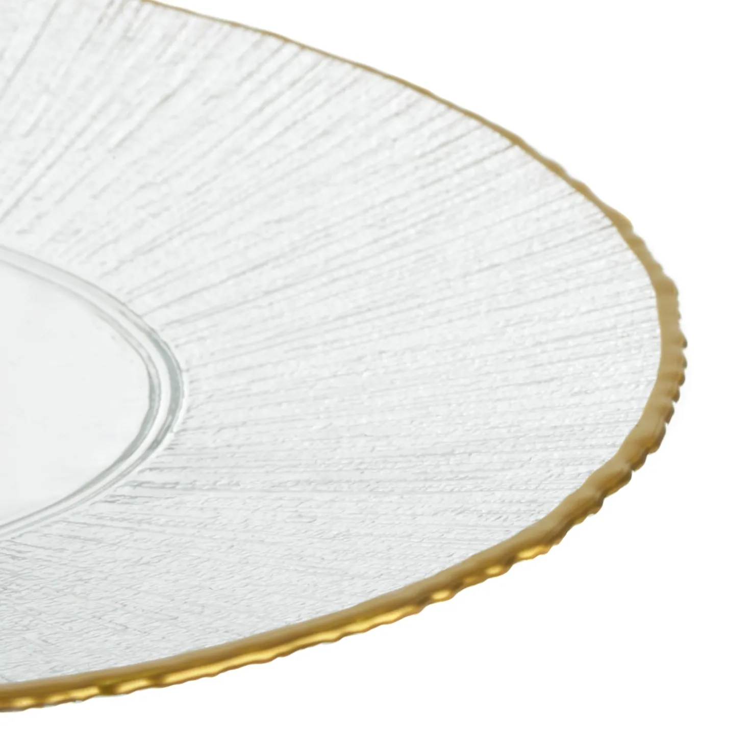 Piatto piano in vetro bordo oro 28 cm