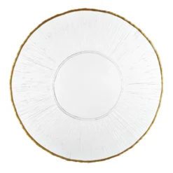 Piatto piano in vetro bordo oro 28 cm