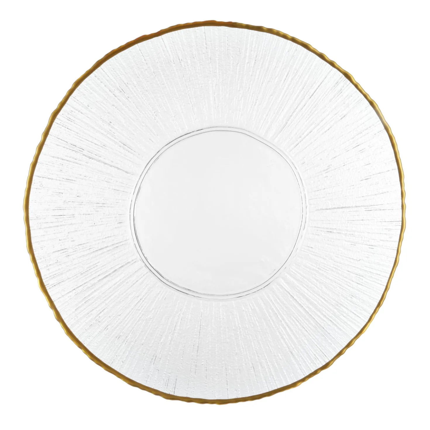 Piatto piano in vetro bordo oro 28 cm