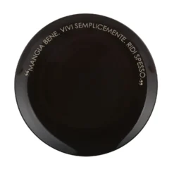 Piatto piano nero con scritta 27 cm in stoneware