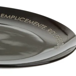 Piatto piano nero con scritta 27 cm in stoneware