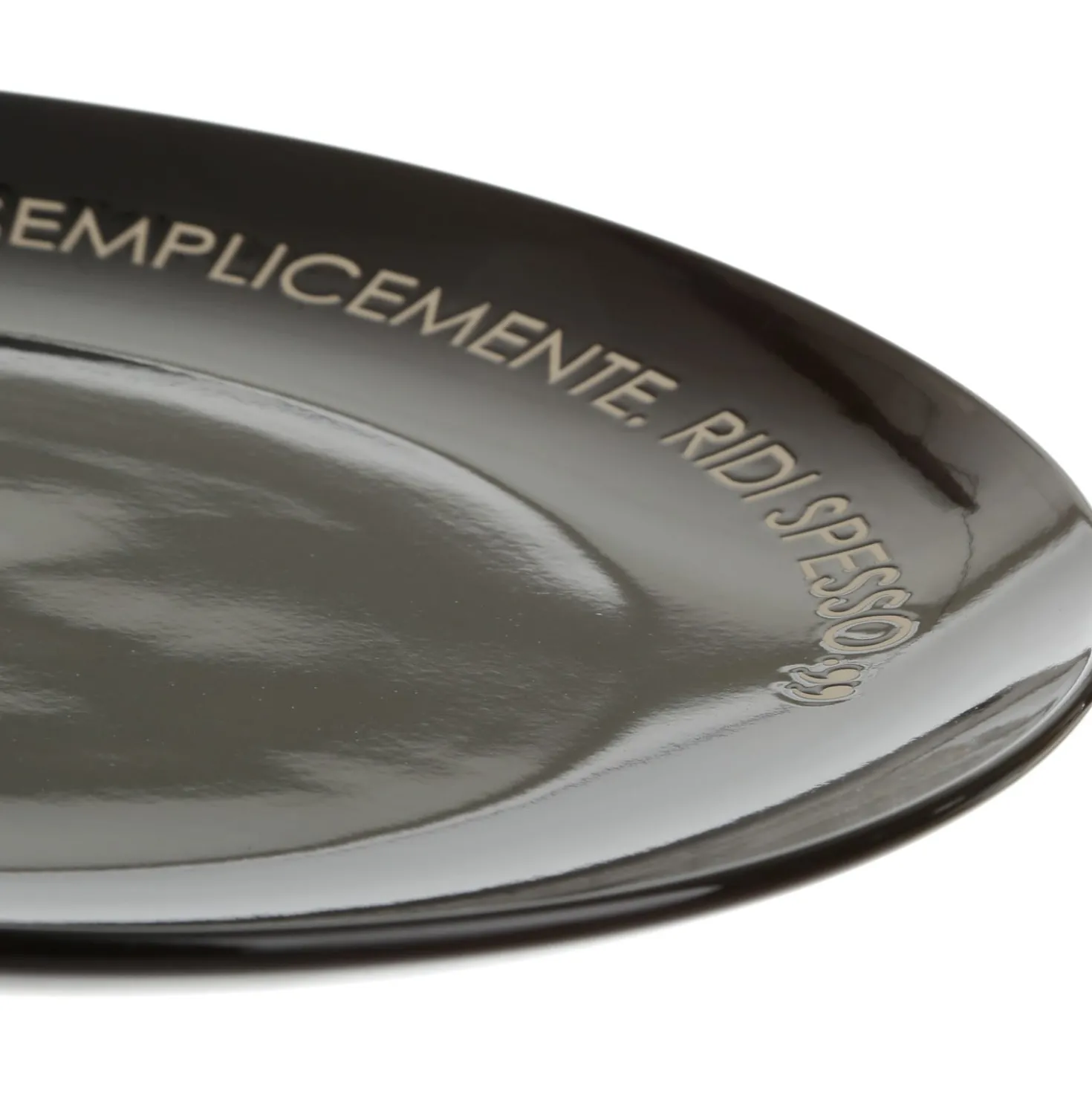Piatto piano nero con scritta 27 cm in stoneware