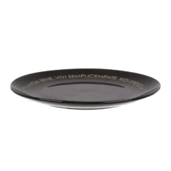 Piatto piano nero con scritta 27 cm in stoneware