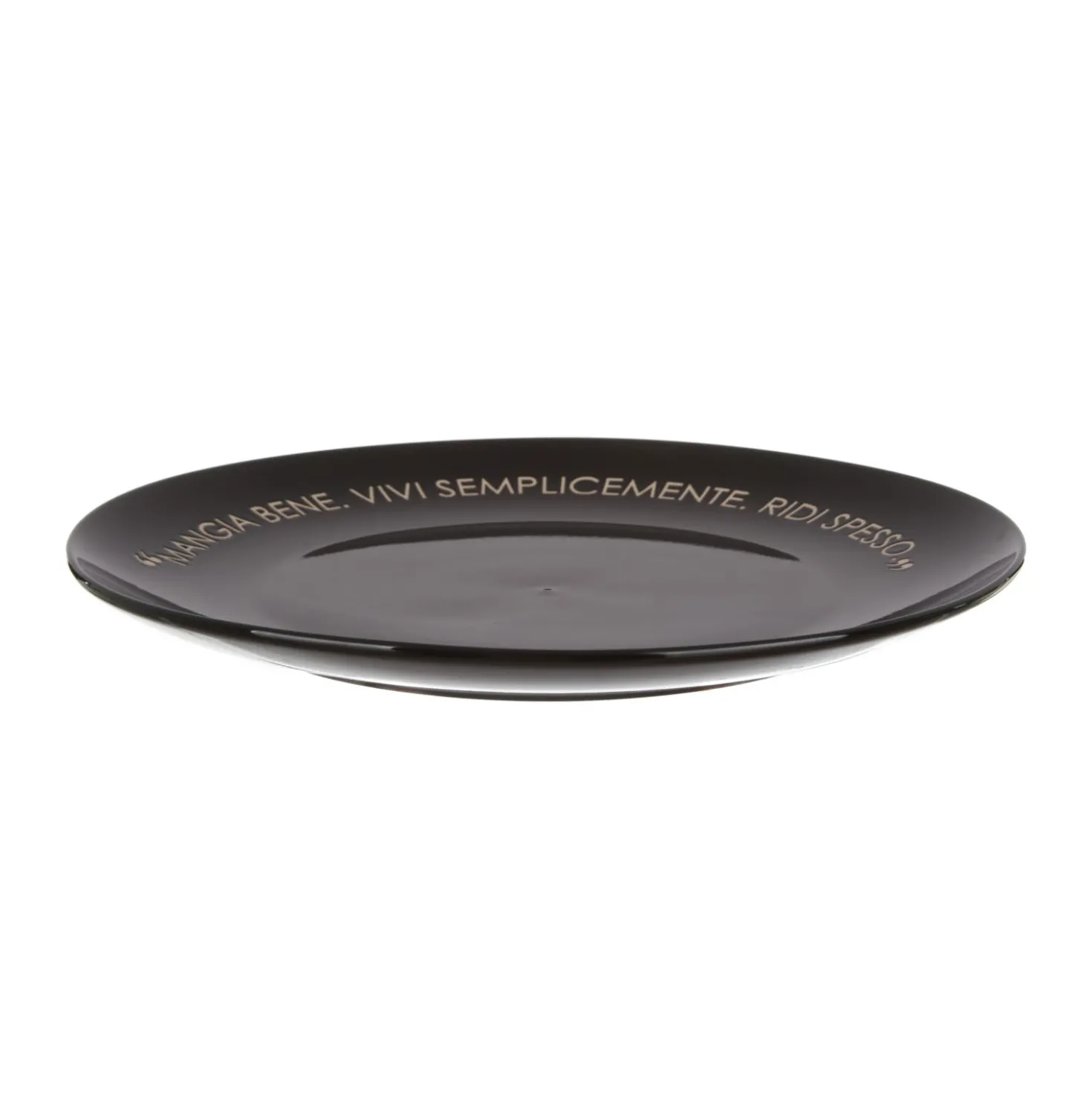 Piatto piano nero con scritta 27 cm in stoneware
