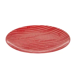 Piatto piano rosso righe bianche porcellana Mix e Match
