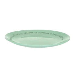 Piatto piano salvia con scritta 27 cm in stoneware