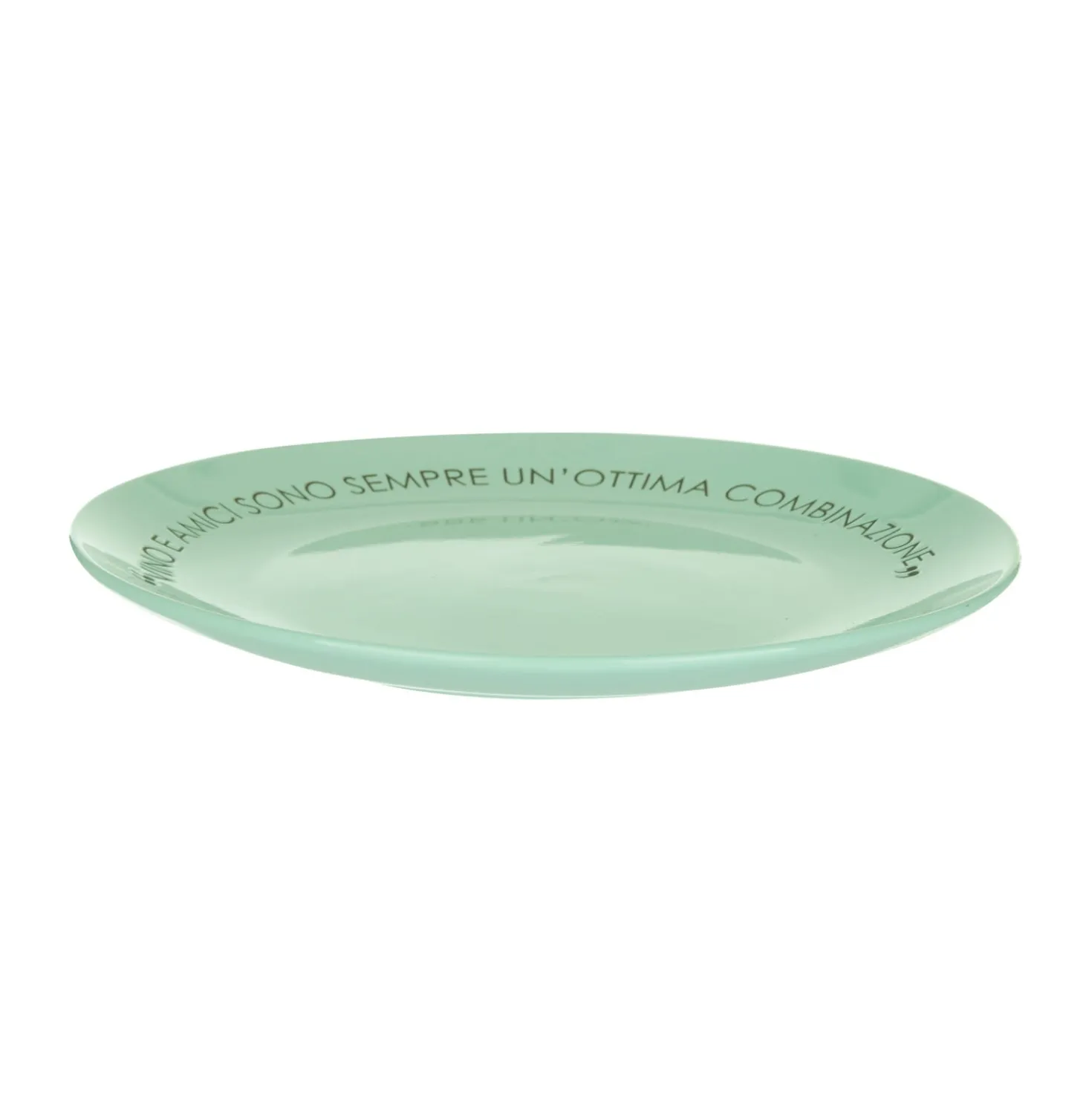Piatto piano salvia con scritta 27 cm in stoneware