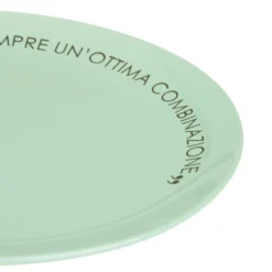 Piatto piano salvia con scritta 27 cm in stoneware
