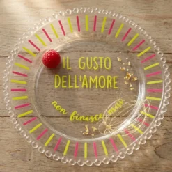 Piatto piano vetro Il gusto dell'amore Color Bloom