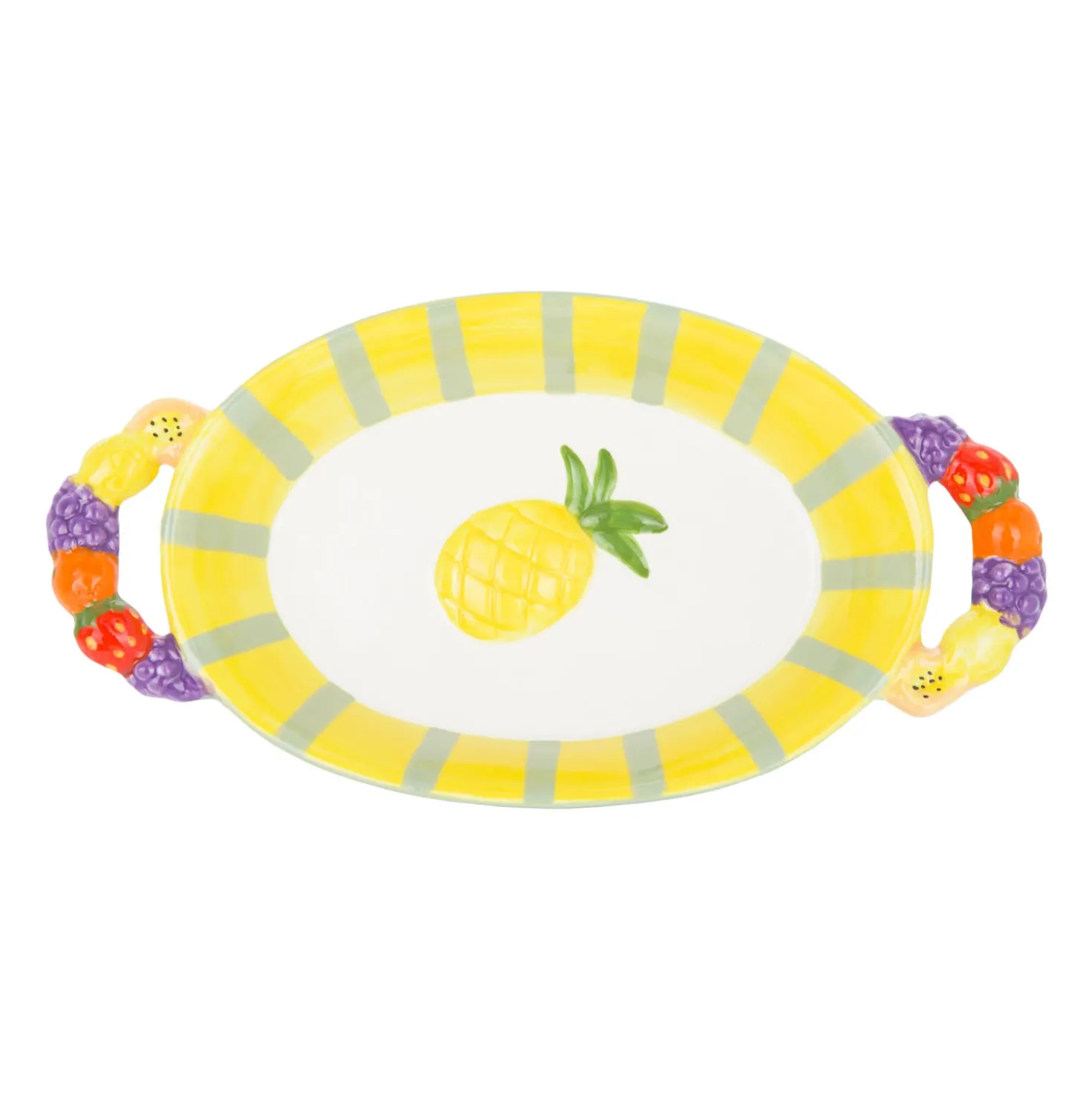 Piatto portata con manici ananas Florafruit ceramica