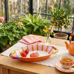 Piatto portata con manici fragola Florafruit ceramica