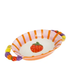Piatto portata con manici fragola Florafruit ceramica