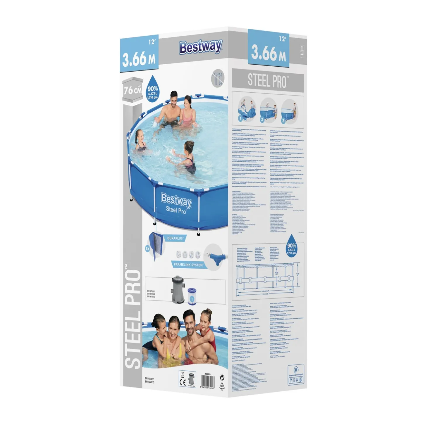 Piscina fuori terra Steel Pro Bestway rotonda, 366x76 cm