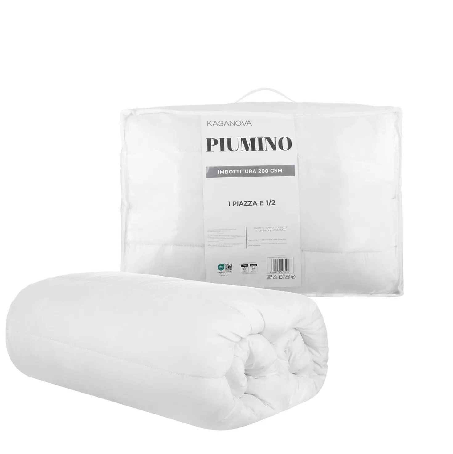 Piumino 1 piazza e mezza microfibra 200 gr/mq bianco