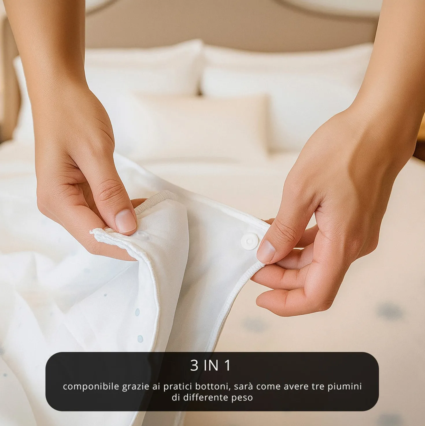Piumino 1 piazza e mezza 4 stagioni microfibra con stampa
