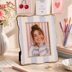 Portafoto 13x18 cm Summer legno celeste bordo dorato